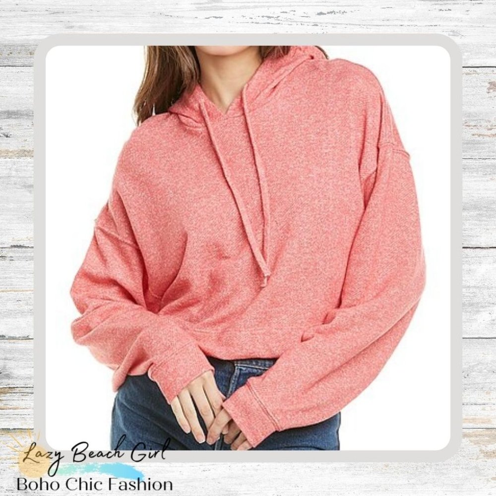 Lux LA French Terry Cropped Hoodie - Red